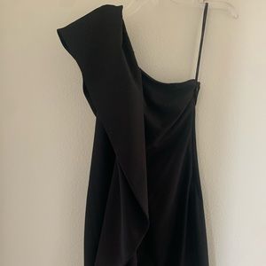 One shoulder black dress